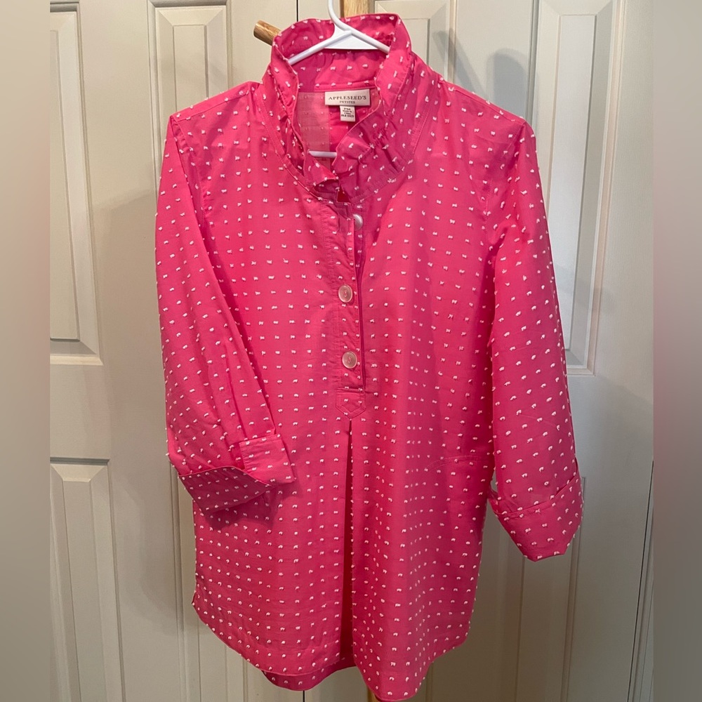 Appleseed’s Clip-Dot Tunic 3/4 sleeves, Blossom Pink size PM